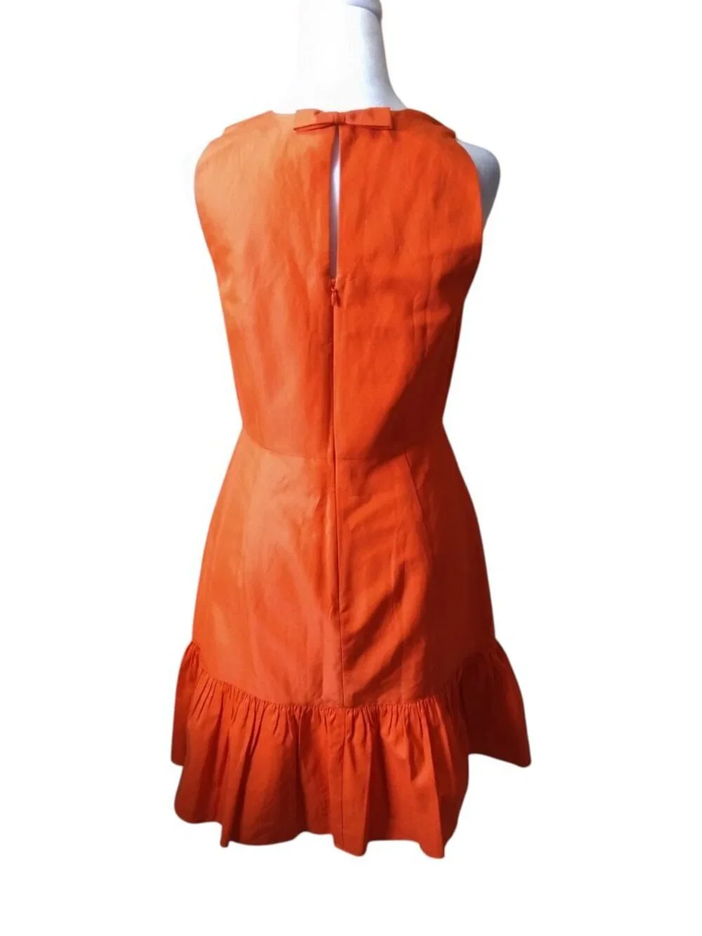 J. Crew Silk Blend Orange Dress Size 4 Peplum Ruffle Hem Sleeveless Preppy